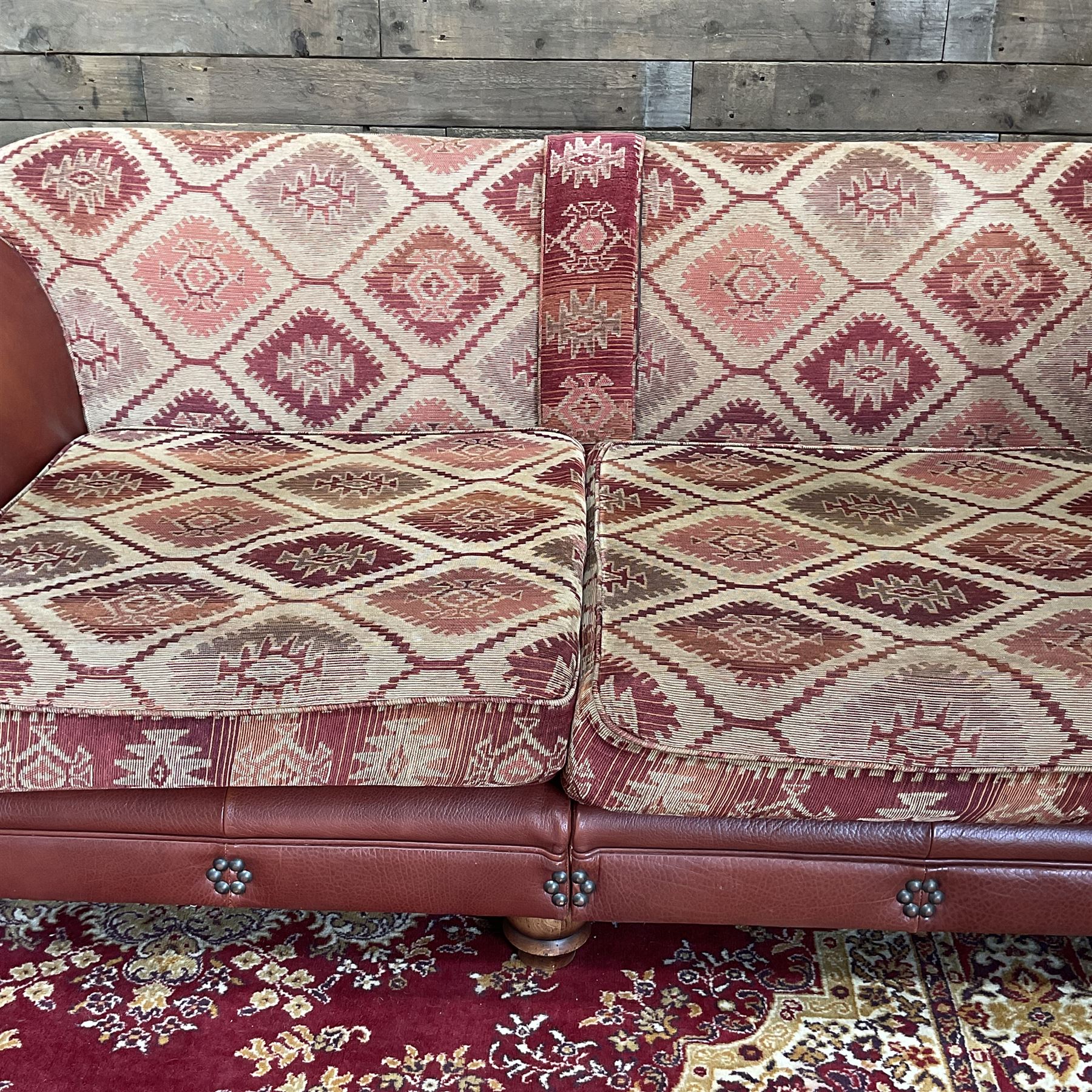 Tetrad Eastwood leather and kilim fabric sofa