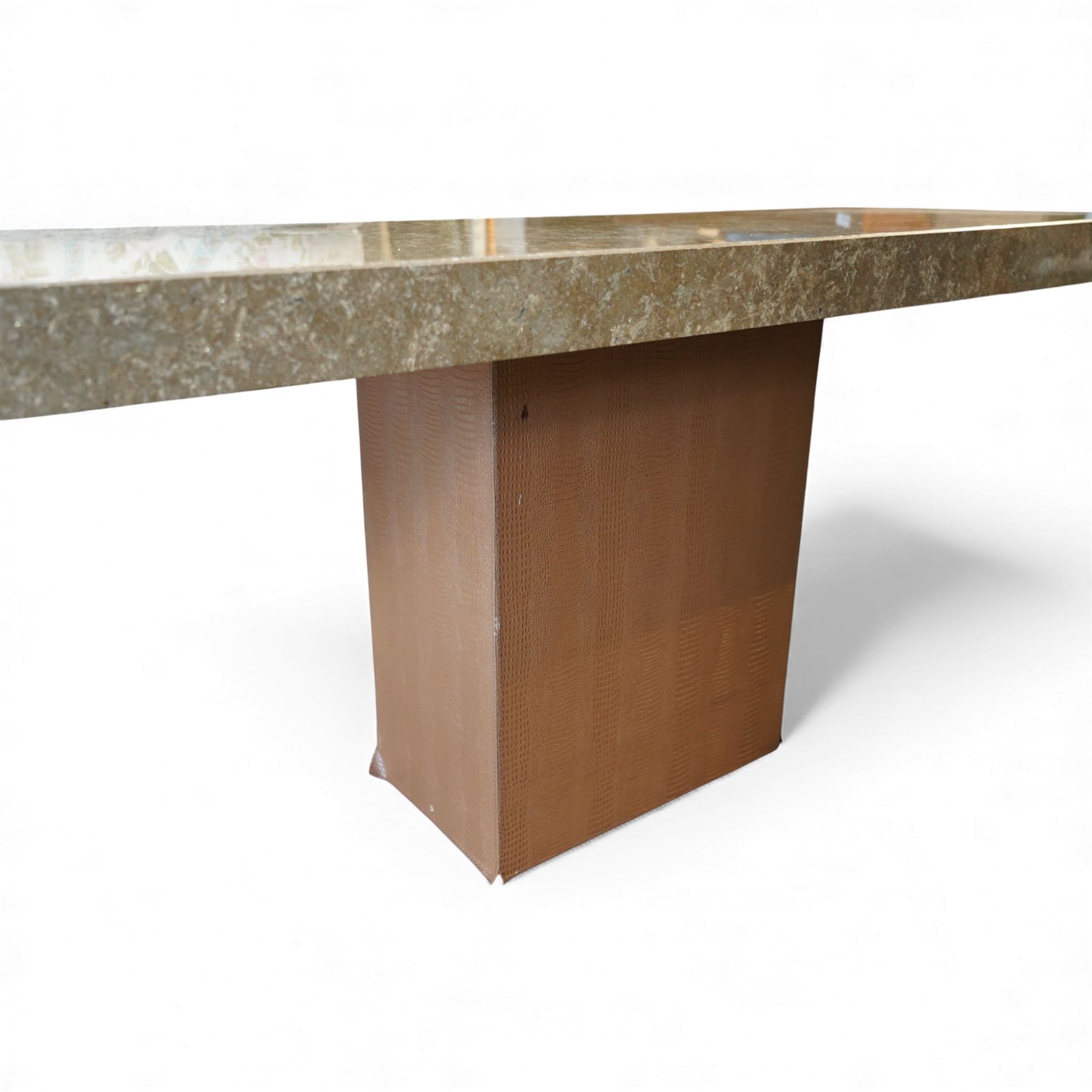 Barker & Stonehouse - sienna gold stone console table, on brown faux leather base