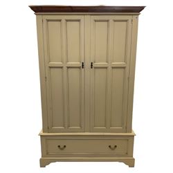 Laura Ashley cream finish double wardrobe with drawer to base, panelled doors