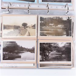 Four-hundred and twelve early 20th century Whitby District view real photographic postcards, including a selection from the Whitby Coast (176), starting at Staithes and Runswick Bay down to Robin Hoods Bay and a selection from the Valley of the River Esk (236), including Ruswarp, Rig Mill, Sneaton, Sleights, Grosmont, Egton, Glaisdale, Danby, Castleton and Goathland, all housed within two postcard albums