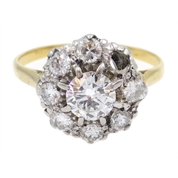  18ct gold (tested) diamond cluster ring, centre stone approx 0.4 carat (stone missing)  