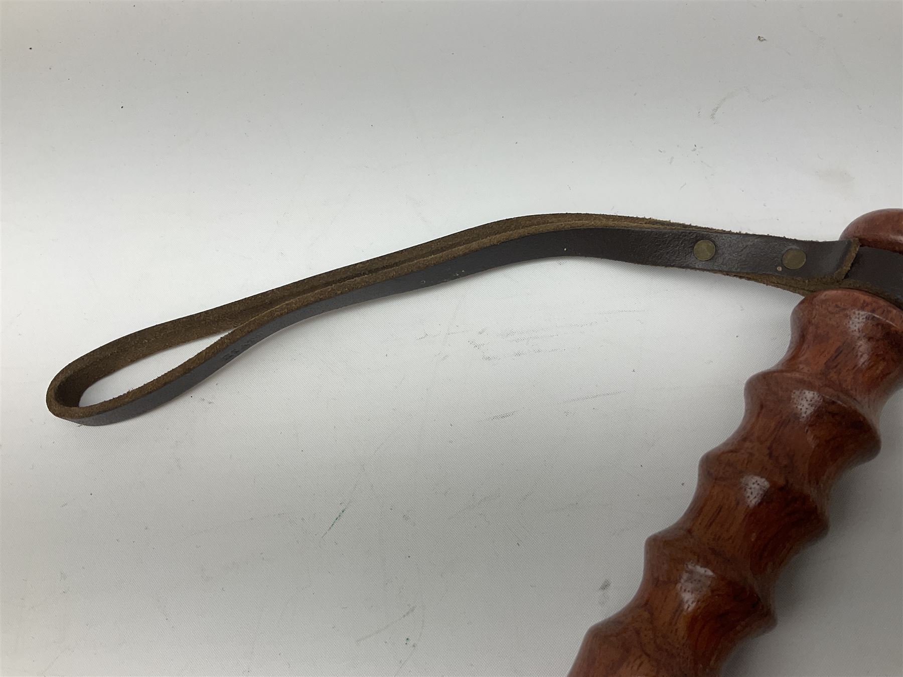 Three police turned hardwood truncheons comprising two patrol truncheons and WPC short truncheon (3)