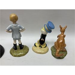 Nine Royal Doulton Winnie the Pooh Collection figures, including Oh Dear Bath Time's Here, Going Sledging, Tigger's Splash Time and Christopher Robin, together with a Royal Doulton Disney Showcase Jiminy Cricket figure, all boxed
