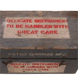 WWII Air Ministry Astro compass MKII, patented '6A/11740 4-P', in wooden case