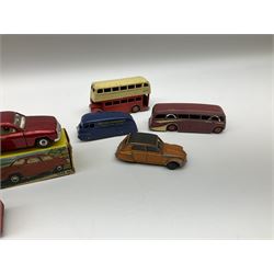 Dinky - Saab 96 die-cast car No.156, boxed; French Atlas 2 CV 'Citroen' Modele 61, boxed; and ten unboxed and playworn models including double deck and single deck buses, Trojan Oxo van, Trojan Esso Van, Jeep etc (12)