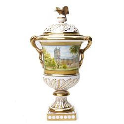 Two Coalport Eagle commemorative vases, painted with scenes depicting a Thomas Gainsborough portrait and Westminster Abbey, both limited edition 4/100 and 41/100, with printed marks to base, H32cm