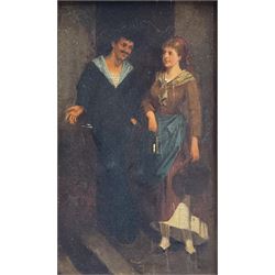 Francesco Gioli (Italian 1846-1922): Sailor and his Girl, oil on panel signed and indistinctly dated 27cm x 16cm