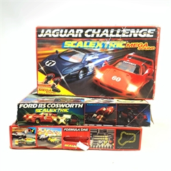 Scalextric - three part sets: Formula One, Jaguar Challenge and Ford RS Cosworth, all boxed
