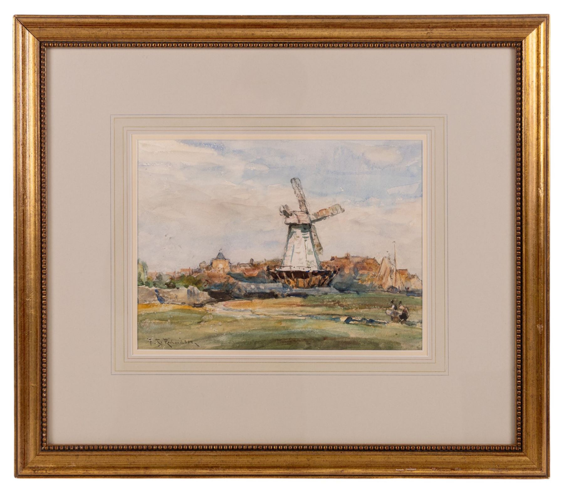 Frederic Stuart Richardson (Staithes Group 1855-1934):  'A Windmill at Rye', watercolour signed 20cm x 27cm 
Provenance: private collection purchased David Duggleby 18th June 2021, Lot 41; with Savage Fine Art Northampton, label verso