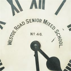 English-Large early 20th century 8-day fusee wall clock, 17 inch painted dial inscribed 