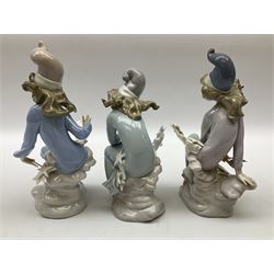Lladro Star Bright Girl set, comprising Wishing on a Star no 1475, Starlight Starbright no 1476 and Stargazing  no 1477, all in original boxes, largest example H19cm