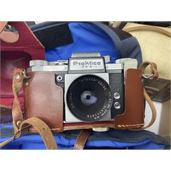 Quantity of cameras, to include Rollei 35 LED compact film camera, Praktica, Polaroid, etc