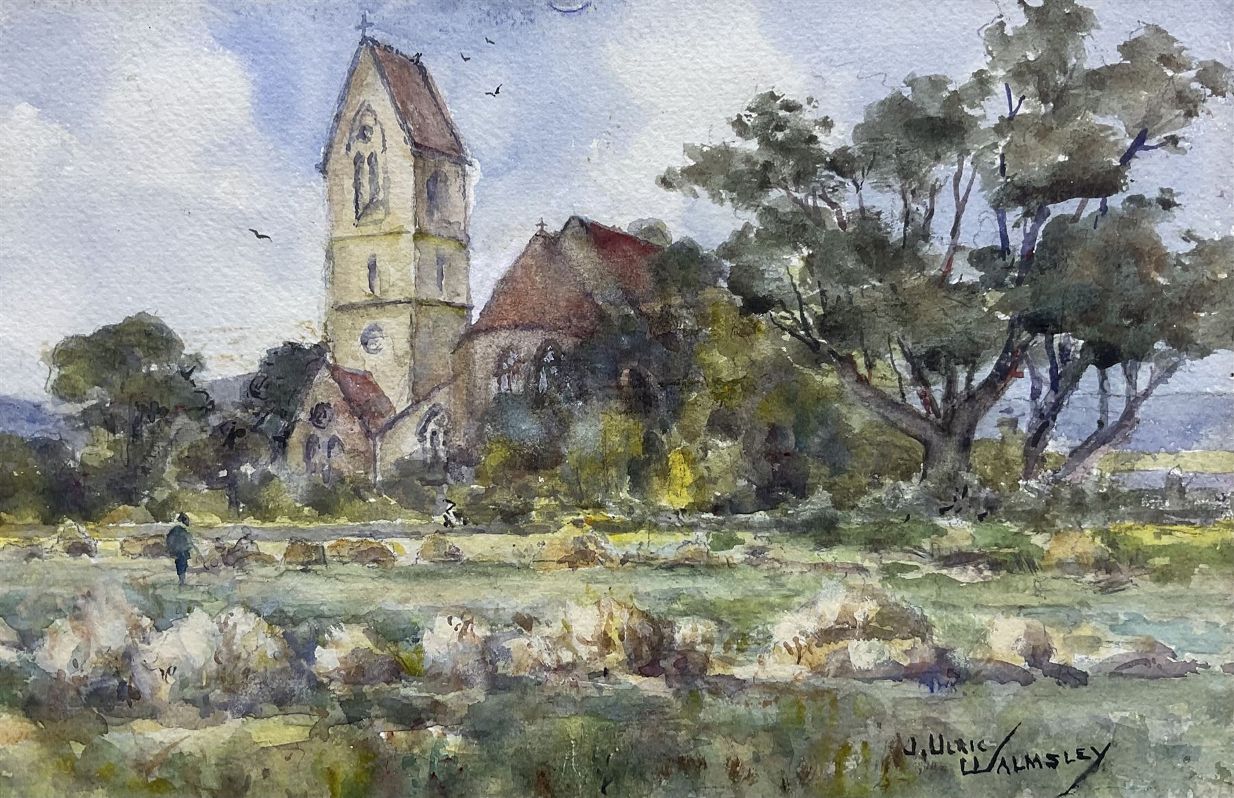 James Ulric Walmsley (British 1860-1954): St Stephen's Church - Robin Hood's Bay, watercolour signed 18cm x 28cm