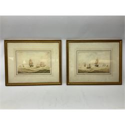 William Frederick Settle (British 1821-1897): British Frigate and other Sailing Vessels in Turbulent Waters, pair watercolours monogrammed and dated '81, 22cm x 33cm (2)
