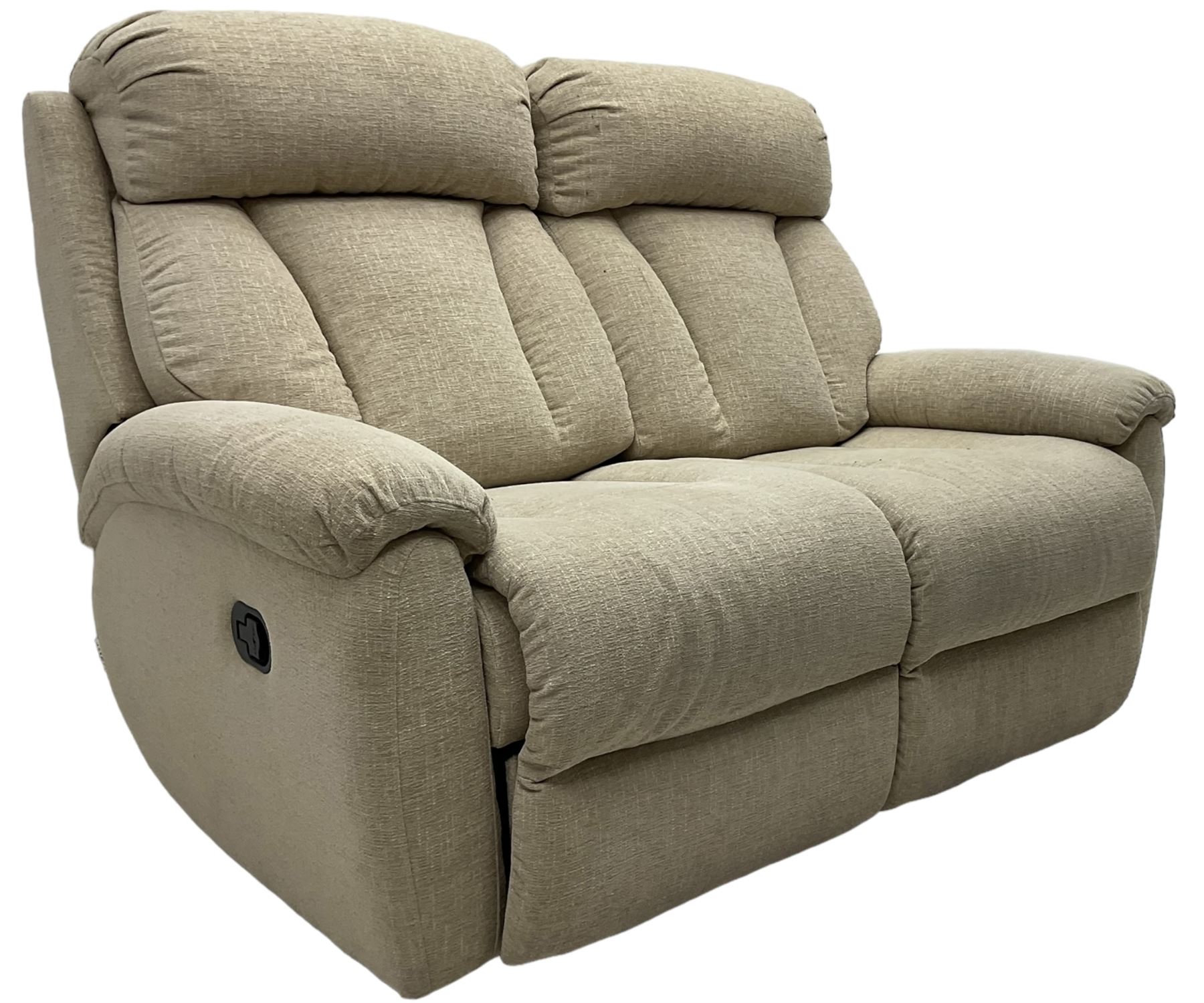 La-Z-boy - two-seat manual reclining sofa upholstered in neutral beige fabric
