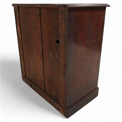 Mid-19th century mahogany chest, fitted with two short and three long drawers, rounded corners, on skirted base