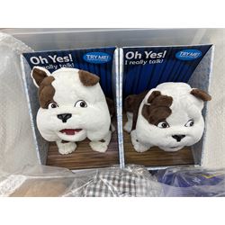 Only Fools and Horses stuffed toys, Churchill dogs and quantity of PG Tips merchandise and stuffed monkeys etc in two boxes