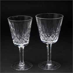 Part set of Waterford Lismore glass comprising six wine glasses in two sizes and six sherry glasses together with six similar tumblers