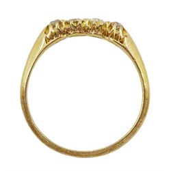 Early 20th century 18ct gold four stone old cut diamond ring, hallmarked