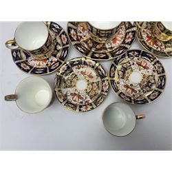 Six Royal Crown Derby cups and saucers all in imari pattern 2451, in various shapes  