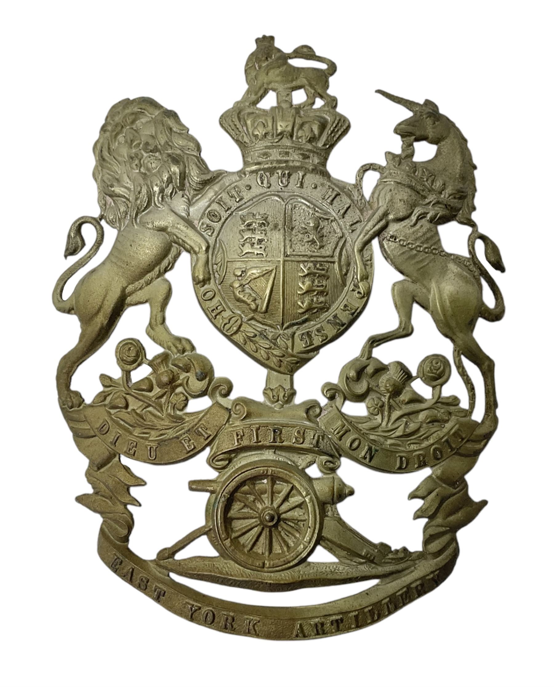 First East York Artillery Victorian helmet plate, 8cm x 10cm