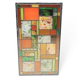 Valerie Green - 21st century stained glass and leaded panel, in green, orange and yellow colourways   