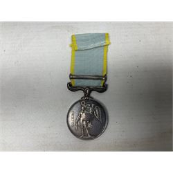 Victoria British Army Crimea medal with Sebastopol clasp regimentally impressed to (4239) Gunner Edwin Male 6th Bn.Rl.Arty with ribbon