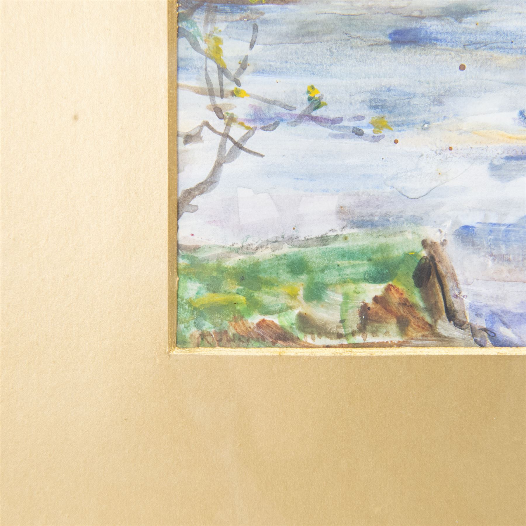 Rowland Henry Hill (Staithes Group 1873-1952): Girls Crossing the Stepping Stones, watercolour signed 26cm x 36cm