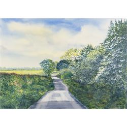 English School (20th century): Ouse Bridge at Dusk, watercolour possibly signed below the mount 51cm x 71cm; Glen Marshall (British Contemporary): A Yorkshire Countryside Path, watercolour signed 51cm x 71cm, in matching gilt frames (2)