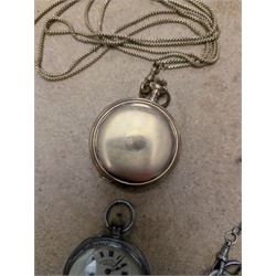 Watham gold-plated full hunter lever pocket watch, 8 Days silver pocket watch, Victorian silver lever pocket watch by Mennie, Gateshead and one other silver gob watch
