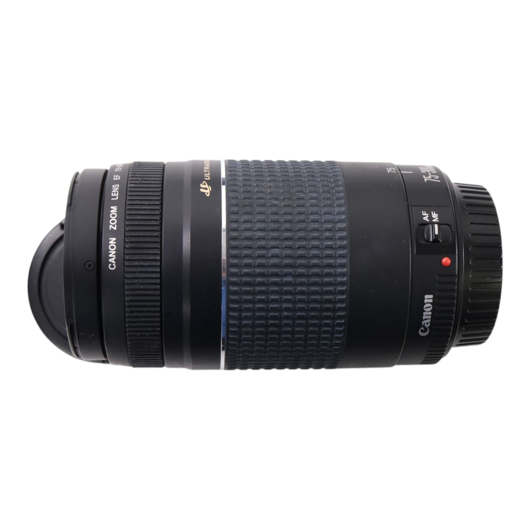 Eight camera lenses, comprising Canon Ultrasonic Zoom EF 75-300mm 1:4-5.6 lens, AF Nikkor 35-70mm 1:3.3-4.5 lens, Nikkor 60-180mm 1:4.5-5.6 lens, Canon Zoom EF 28-80mm 1:3.5-5.6 lens, Canon Zoom EF 80-200mm 1:4.5-5.6 lens, Sigma 70-300mm 1:4.6-5.6 DL Macro, Sigma Zoom 70-210mm 1:4-5.6 UCII lens and a Sigma AF 70-300mm 1:4-5.6 APO Macro lens, all with lens caps