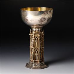 Elizabeth II silver and parcel gilt Wells Cathedral goblet by Hector Mills for Aurum , lim...