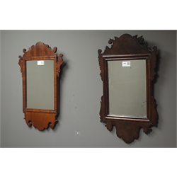  19th century walnut Chippendale style fret work wall mirror (30cm x 50cm), and another similar mirror  