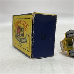 Lesney - three die-cast Matchbox series models comprising no.6 Quarry Truck in yellow, Moko Lesney no.28 Bedford S Compressor Truck in yellow, and no.42 Bedford CA Evening News Truck no.42; in original boxes (3) 