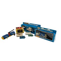 Collection of diecast model vehicles, including Matchbox Superkings K34 Pallet Truck (missing forklift), Matchbox Superkings K97 Range Rover Police, Corgi Super Silo Truck, Matchbox Superkings K17 Container Truck, Matchbox Superkings K3 Grain Transporter, Britains 9672 British Despatch Rider, Corgi Ford Escort and a Corgi Austin Metro, all boxed and Matchbox K33 Cargo, unboxed