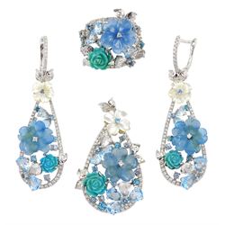 La Posy 18ct white gold diamond and ston