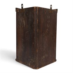 Gothic Revival oak corner wall shelf, with trefoil decoration to the top, H42cm