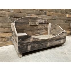 Traditional pine slatted dog bed
