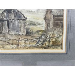 Harry Morley (British 1881-1943): 'Outhouses - Wool, Dorset', watercolour signed, titled and with Rowley Gallery label verso 21cm x 28cm 