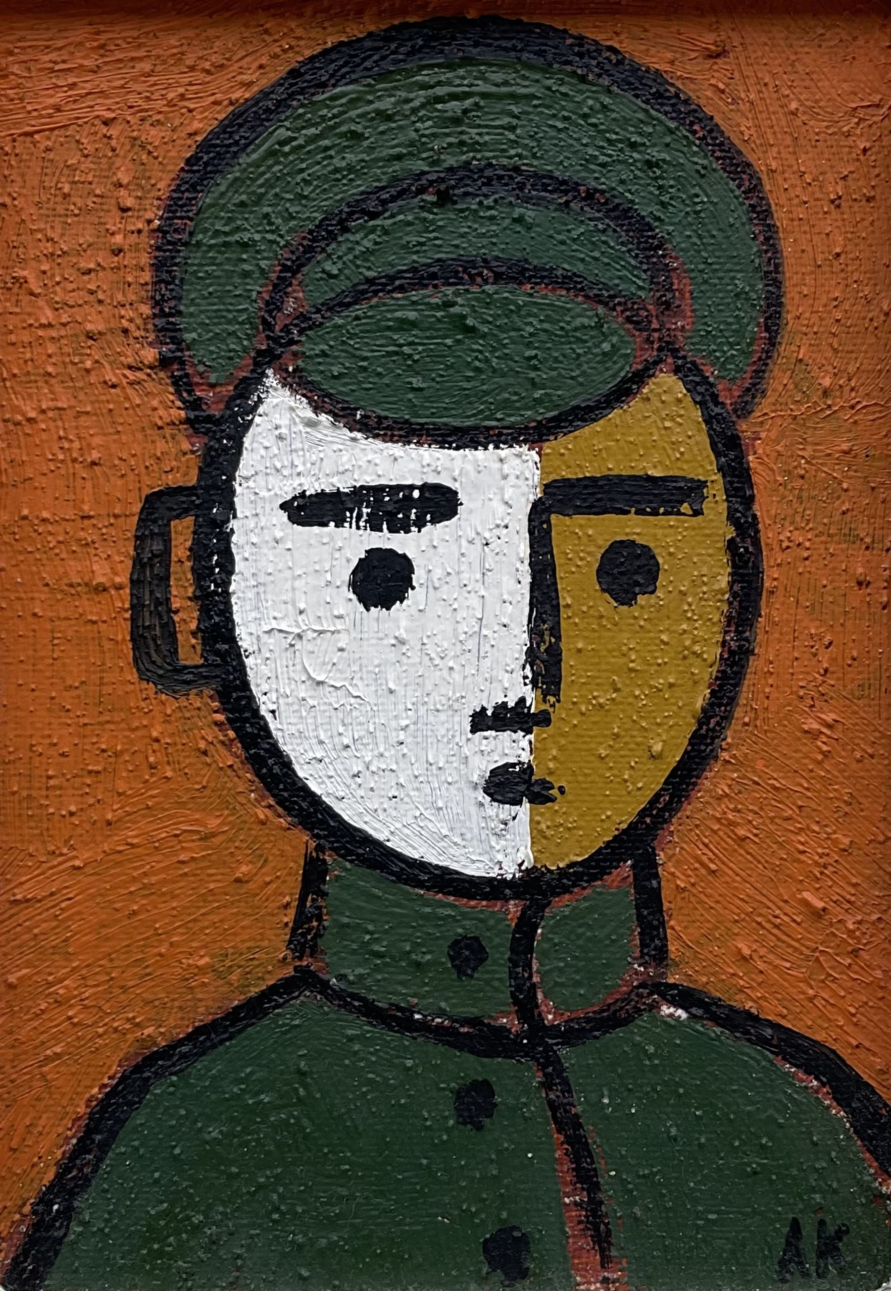 Adam King (British 1964-): Portrait of an Officer, oil on canvas board, signed and dated 2015 verso 17cm x 12cm