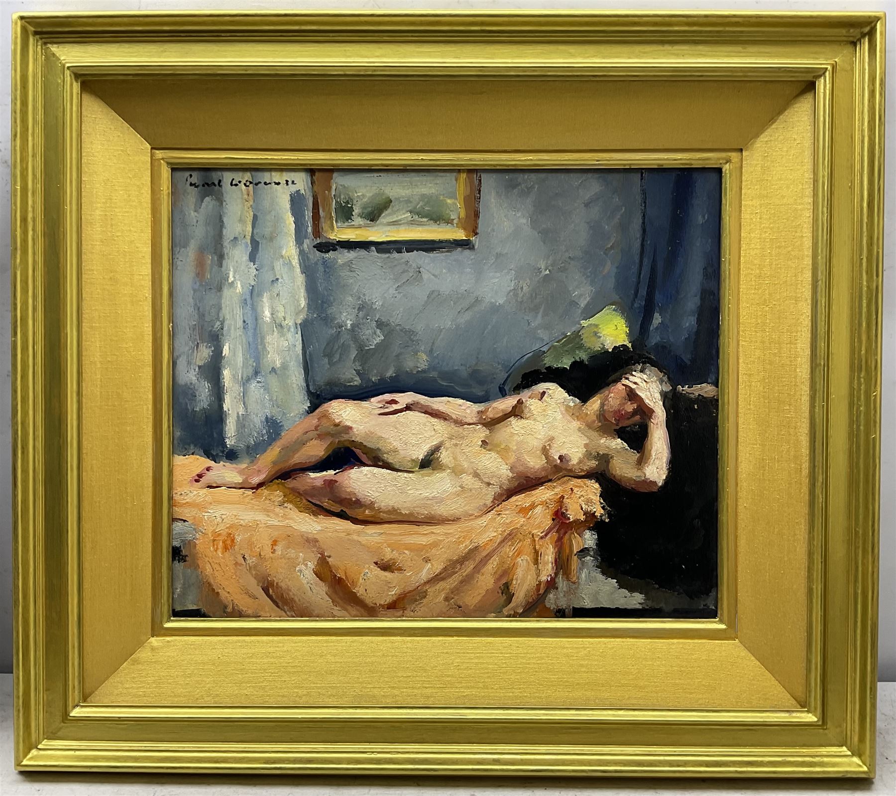 Charles Picart Le Doux (French 1881-1959): Female Nude on a Couch, oil on panel signed and dated '32, 37cm x 45cm
Provenance: inscribed verso 'a Jean Picart Le Doux', presumably a gift to his son Jean Picart Le Doux, also a well known artist.