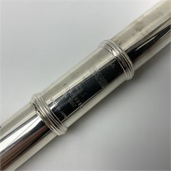 Yamaha 211, silver plated three-piece flute, serial no.844200; in fitted case with cleaning rod
