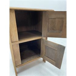 Ernest Gimson (1864-1919) - circa. 1904-1910, Arts & Crafts chestnut wood cabinet, visible wedged tenon joints, enclosed by two fielded panelled doors fitted with brass droplet handles, panelled sides and back, stile supports
Provenance: The vendor is a relative of Benjamin Fletcher who was headmaster of Leicester School of Art in the early 1900s. He was associated with Gimson and involved in setting up the Dryad company. 

The cabinet was acquired by Fletcher during his time in Daneway, Sapperton where Gimson had workshops. The cabinet stayed in the family and has been passed down to the current vendor.