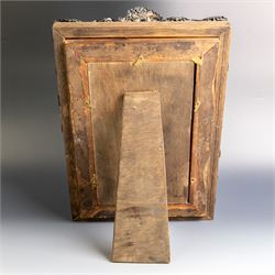 Edwardian silver mounted photograph frame, of rectangular form embossed with scrolling floral and foliate decoration, with easel support verso, hallmarked Henry Matthews, Chester 1905, H37cm
