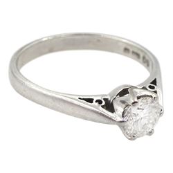 18ct white gold single stone round brilliant cut diamond ring, diamond approx 0.50 carat