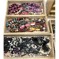 Collection of vintage and later silver and costume jewellery including amber style necklace, rings, bead necklaces and bangles