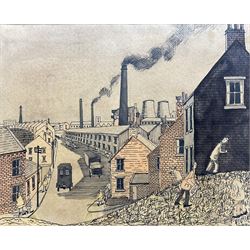 Geoffrey Woolsey Birks (Northern British 1929-1993): The Factory, watercolour and ink on buff paper signed and dated '73, 14.5cm x 18cm 
Provenance: private collection, purchased Capes Dunn & Co. 5th April 2016 Lot 45