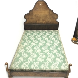 Queen Anne style walnut bedroom suite consisting of double arched top wardrobe, two doors, plinth base on shell carved cabriole feet (W123cm, H200cm, D55cm) a matching knee hole dressing table, raised mirror back, five drawers, shell carved cabriole legs (W114cm, H165cm, D60cm) a double 4'6