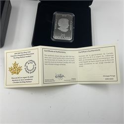 Royal Canadian Mint 2019 'Canada's Unexplained Phenomena The Shag Harbour Incident' fine silver twenty dollar coin and 2020 'Classic Mountie Hat' fine silver twenty-five dollar coin, both cased with certificates