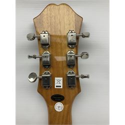 Epiphone Casino NA semi-acoustic guitar with natural maple finish and P90 pick-ups, serial no.19061529340, L105cm overall; in original hard carrying case